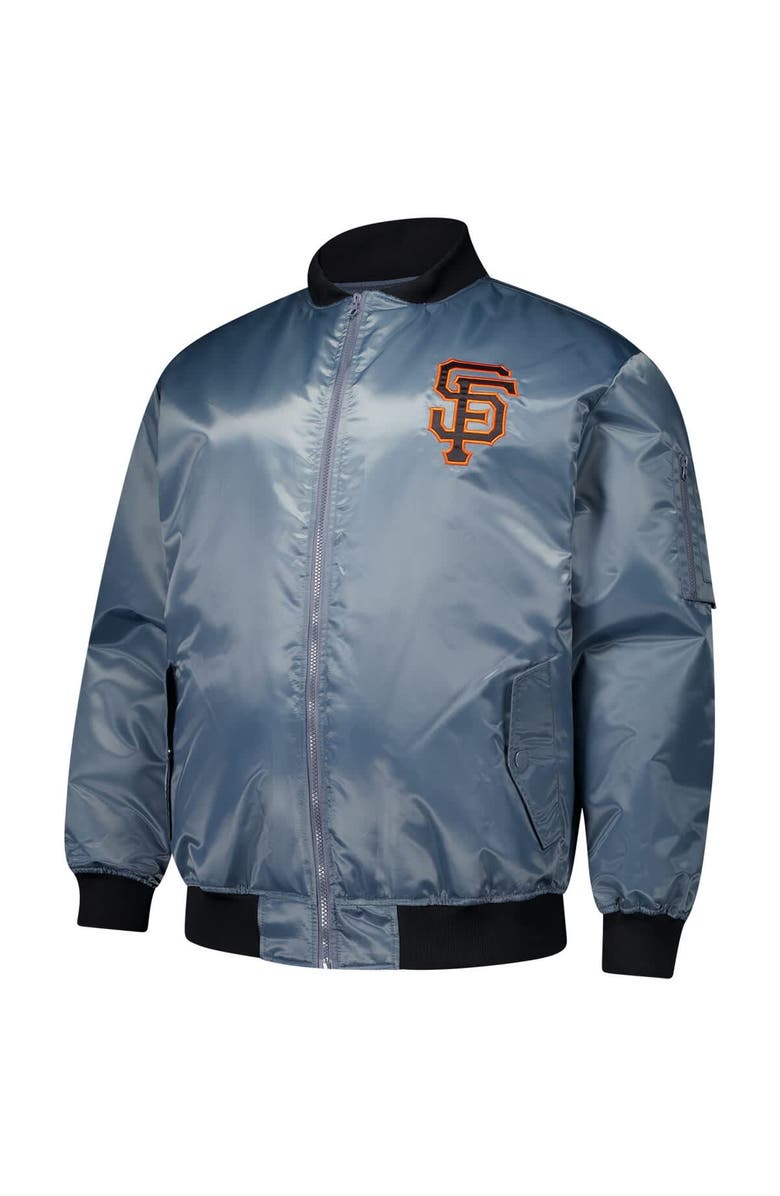 PROFILE Men's Profile Charcoal San Francisco Giants Big & Tall Full-Zip Bomber Jacket, Alternate, color, Charcoal