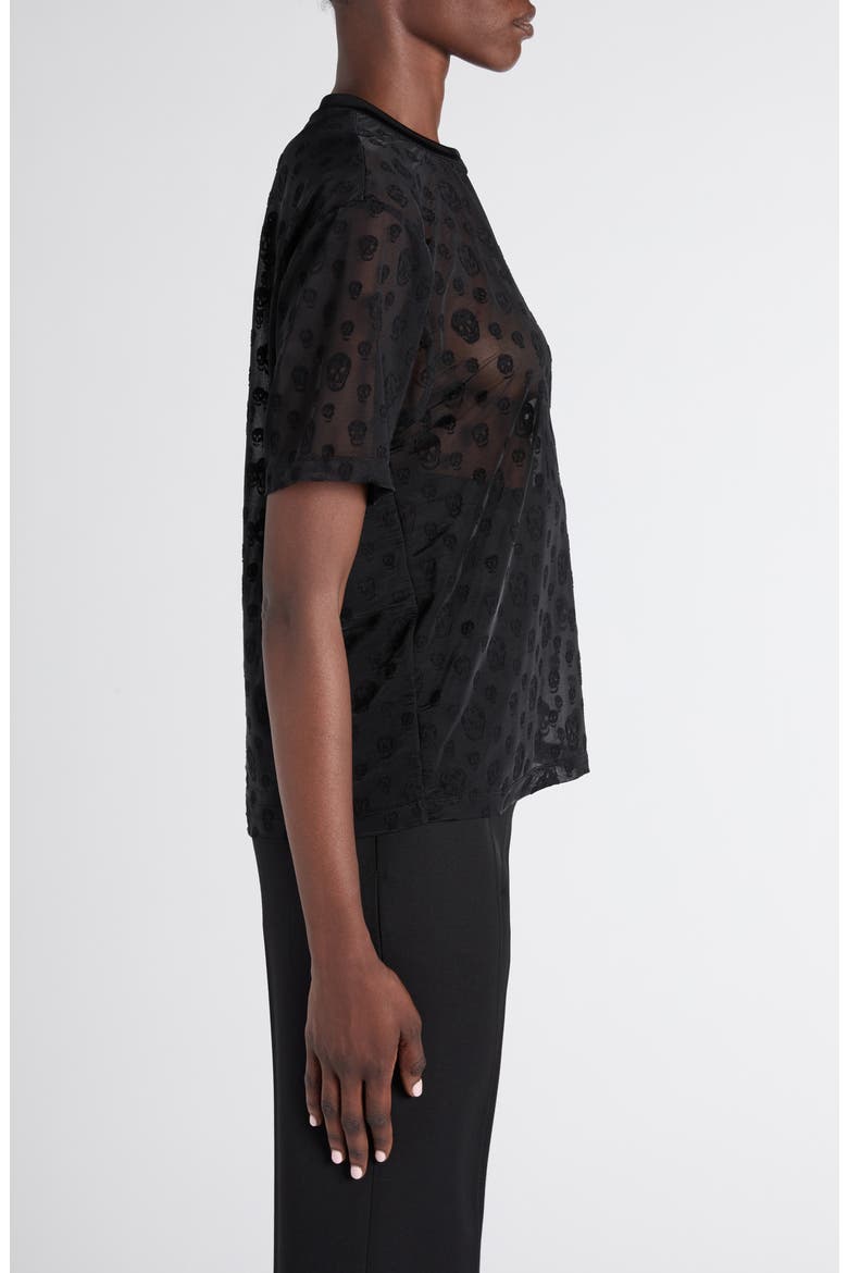 Skull Sheer Jersey T-Shirt, Alternate, color, BLACK