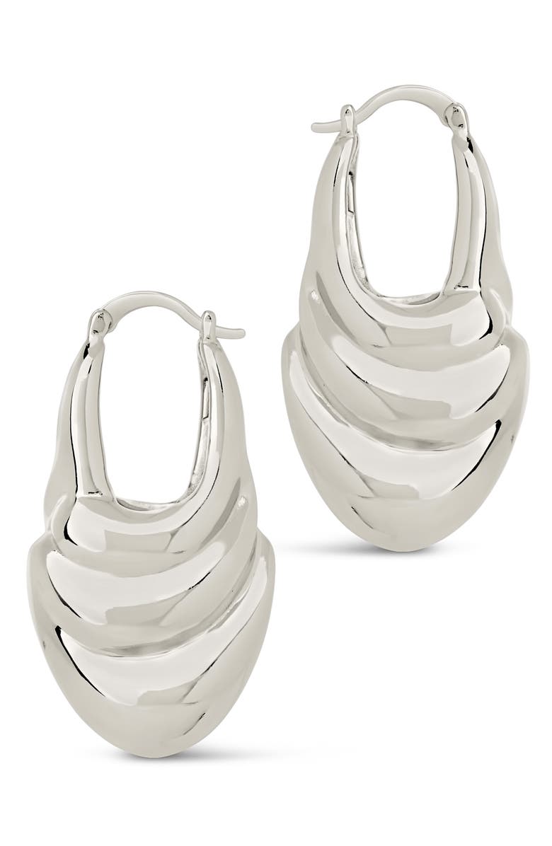 Sterling Forever Manon Hoop Earrings, Alternate, color, Silver