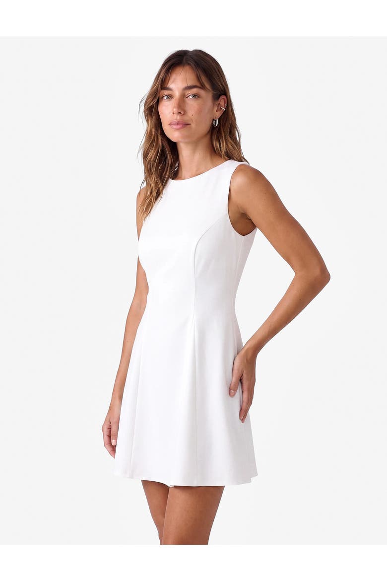 Sleeveless Crew Neck Flare Mini Dress, Alternate, color, ECRU