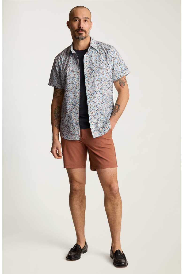 Riviera Floral Short Sleeved Stretch Cotton Shirt, Alternate, color, WHITE PRESCOTT FLORAL