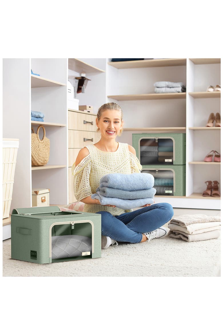 6-Pack Medium Foldable Storage Bins, Alternate, color, TEAL
