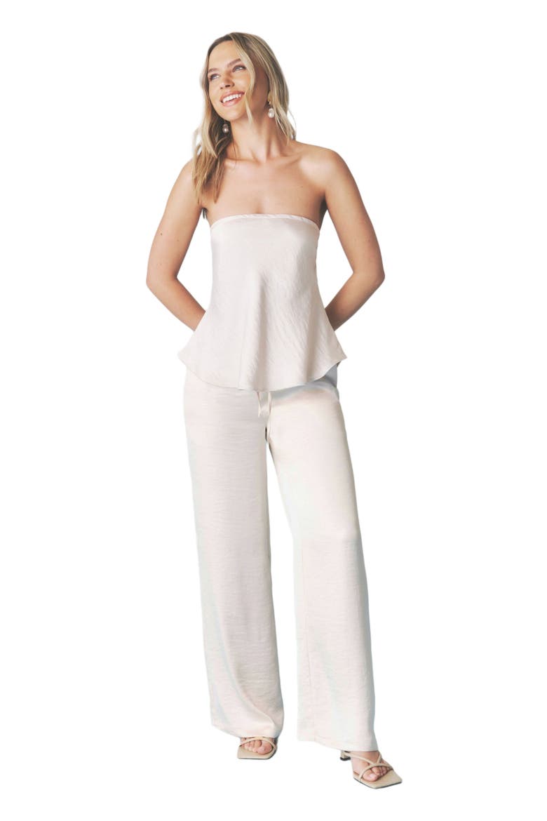 Cleo Tie Waist Satin Pants, Main, color, Oyster