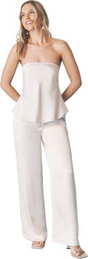 Six Stories Cleo Tie Waist Satin Pants