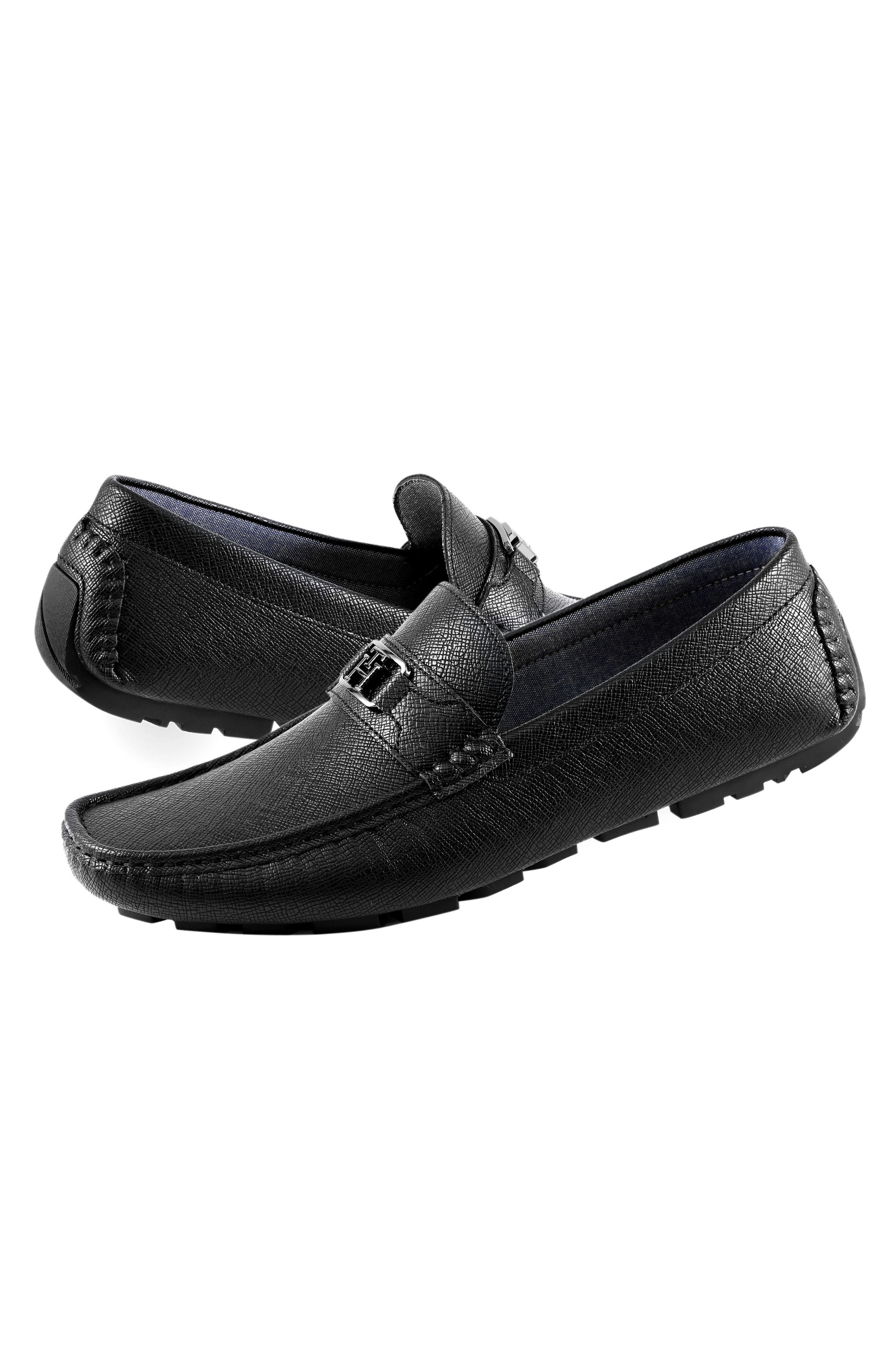 Tommy Hilfiger Attle Driver Loafer, Alternate, color, Black Saffiano Texture