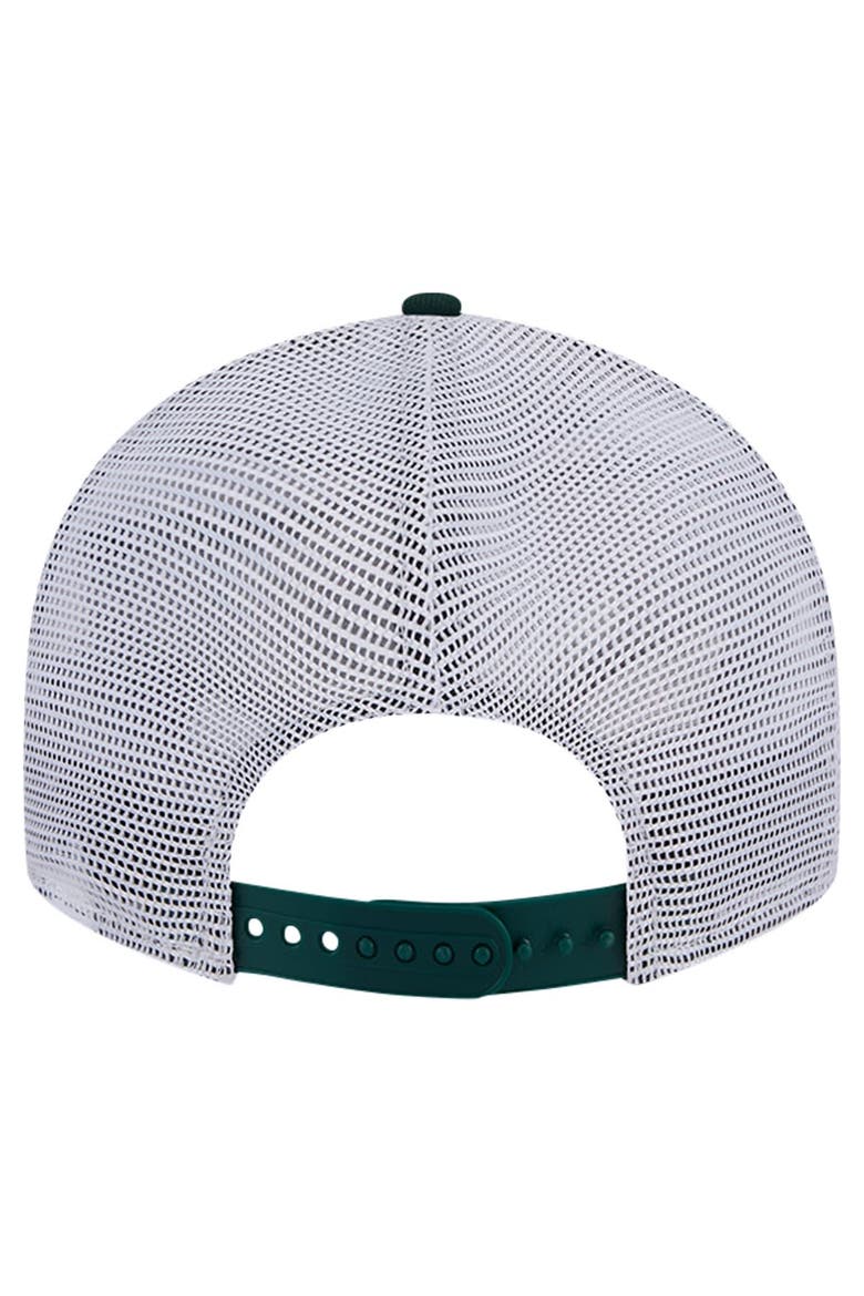 Men's New Era Green Michigan State Spartans Throwback Circle Patch 9FIFTY Trucker Snapback Hat, Alternate, color, Green