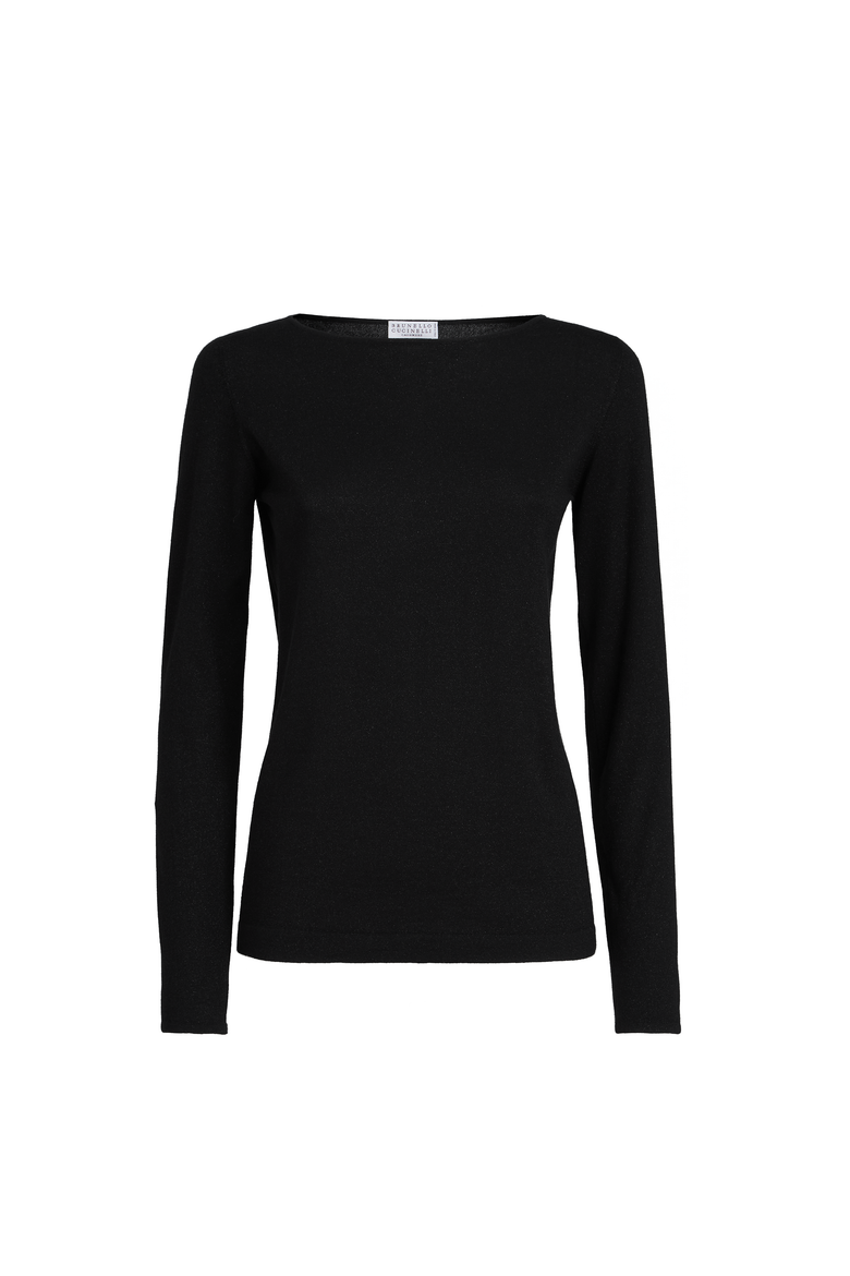 Cashmere and silk Sparkling sweater, Alternate, color, Black