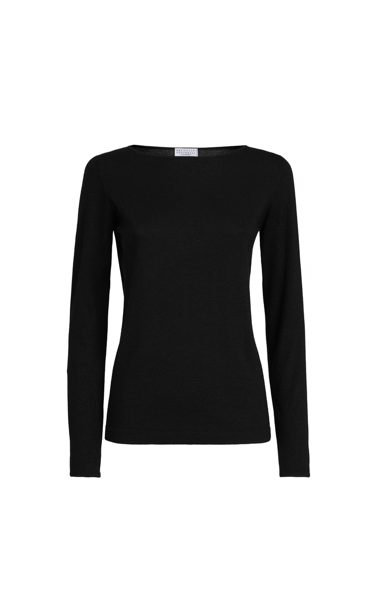 Brunello Cucinelli Cashmere and silk Sparkling sweater, Main, color, Black