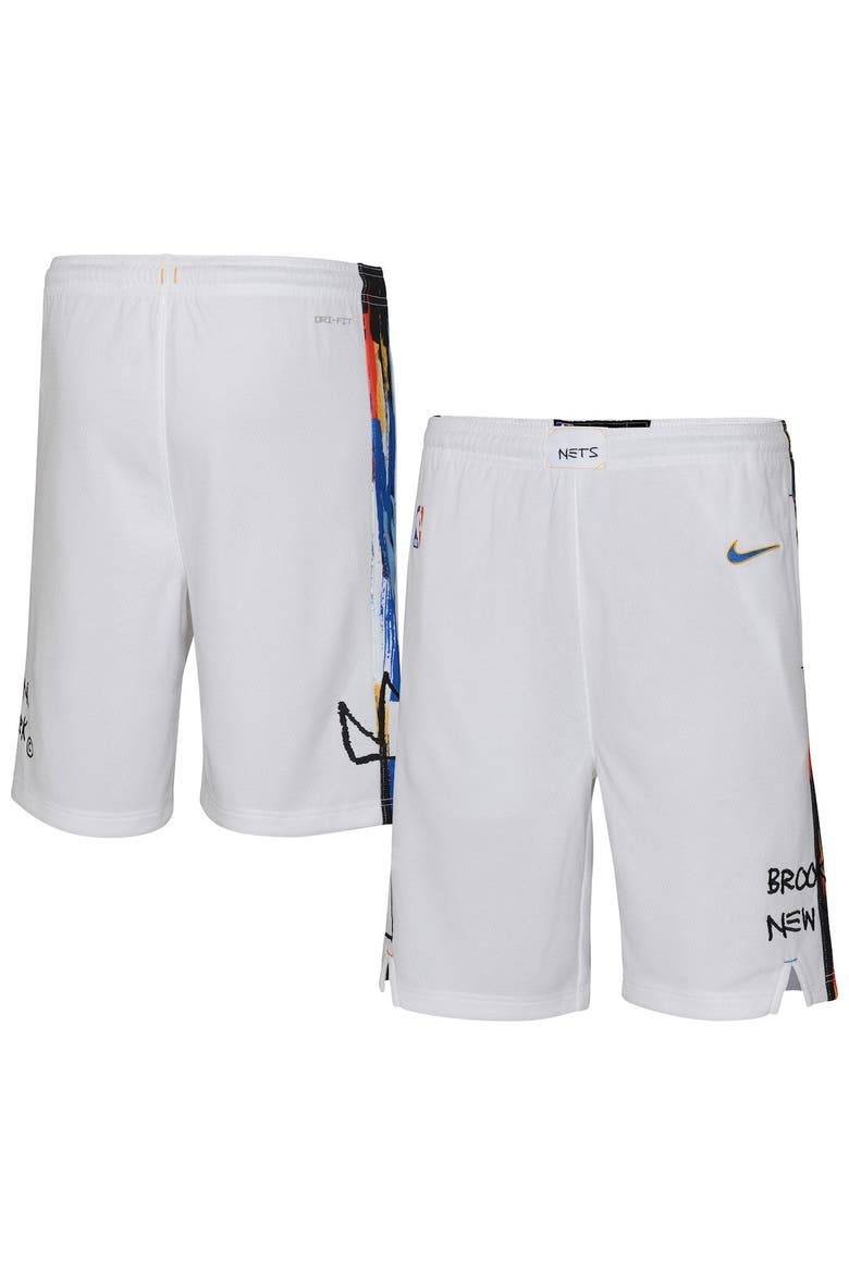 Youth Jordan Brand White Brooklyn Nets 2022/23 City Edition Swingman Shorts, Main, color, White