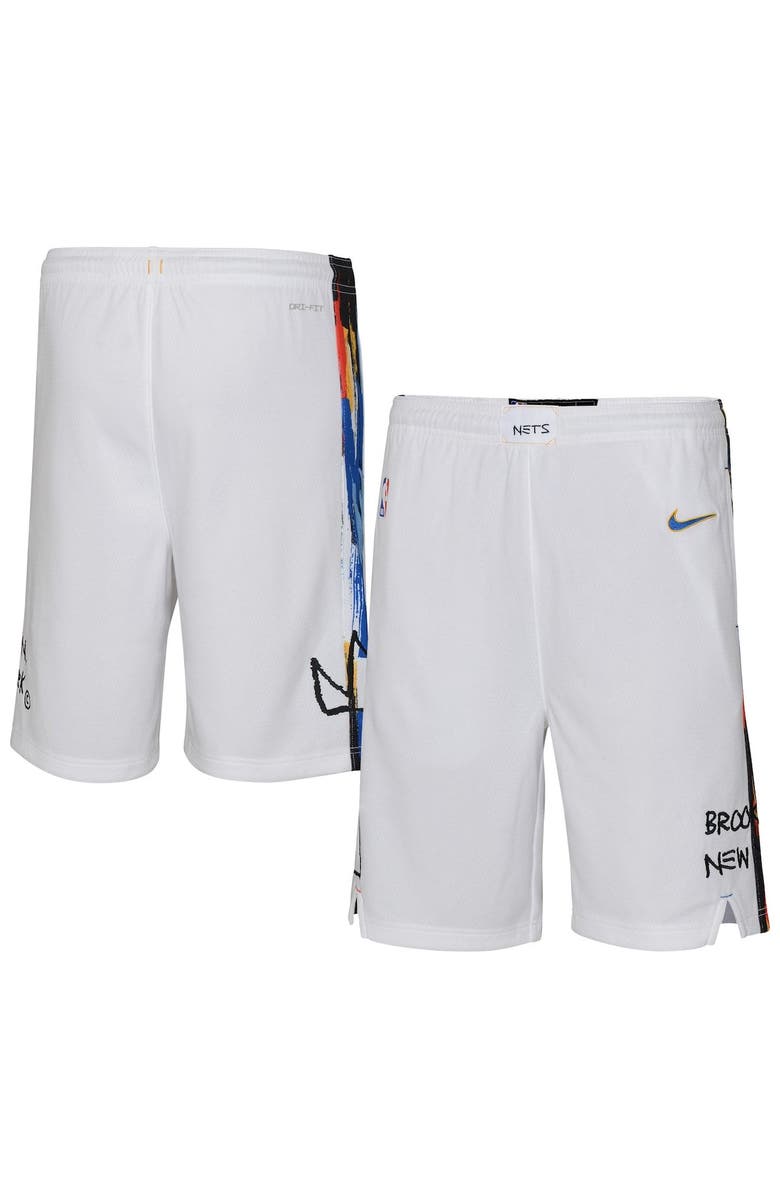 Jordan Brand Youth Jordan Brand White Brooklyn Nets 2022/23 City Edition Swingman Shorts, Main, color, 