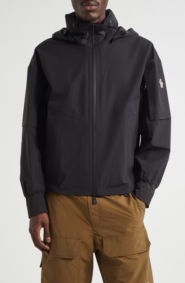 Moncler Tesso Stretch Nylon Jacket, Main, color, Black