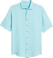 johnnie-O Gianna Hangin' Out Short Sleeve Linen & Lyocell Button-Up Shirt