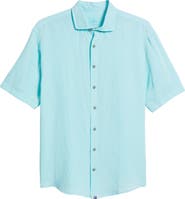 johnnie-O Gianna Hangin' Out Short Sleeve Linen & Lyocell Button-Up Shirt