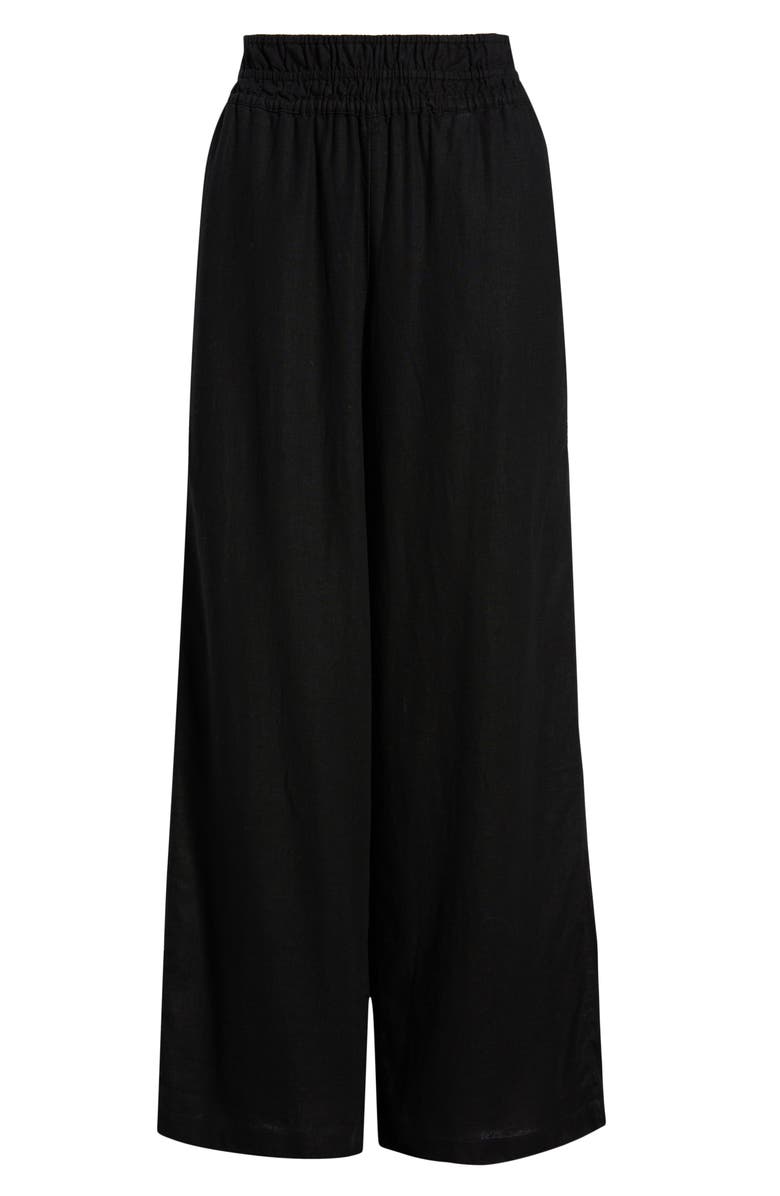 Treasure & Bond Linen Blend Smocked Waist Wide Leg Pants, Main, color,