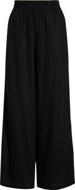 Treasure & Bond Linen Blend Smocked Waist Wide Leg Pants