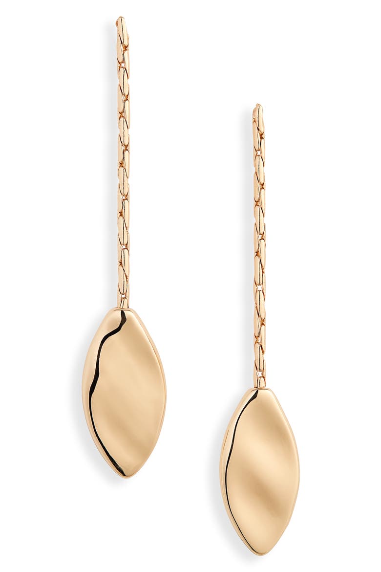 Navette Linear Drop Earrings, Main, color, GOLD