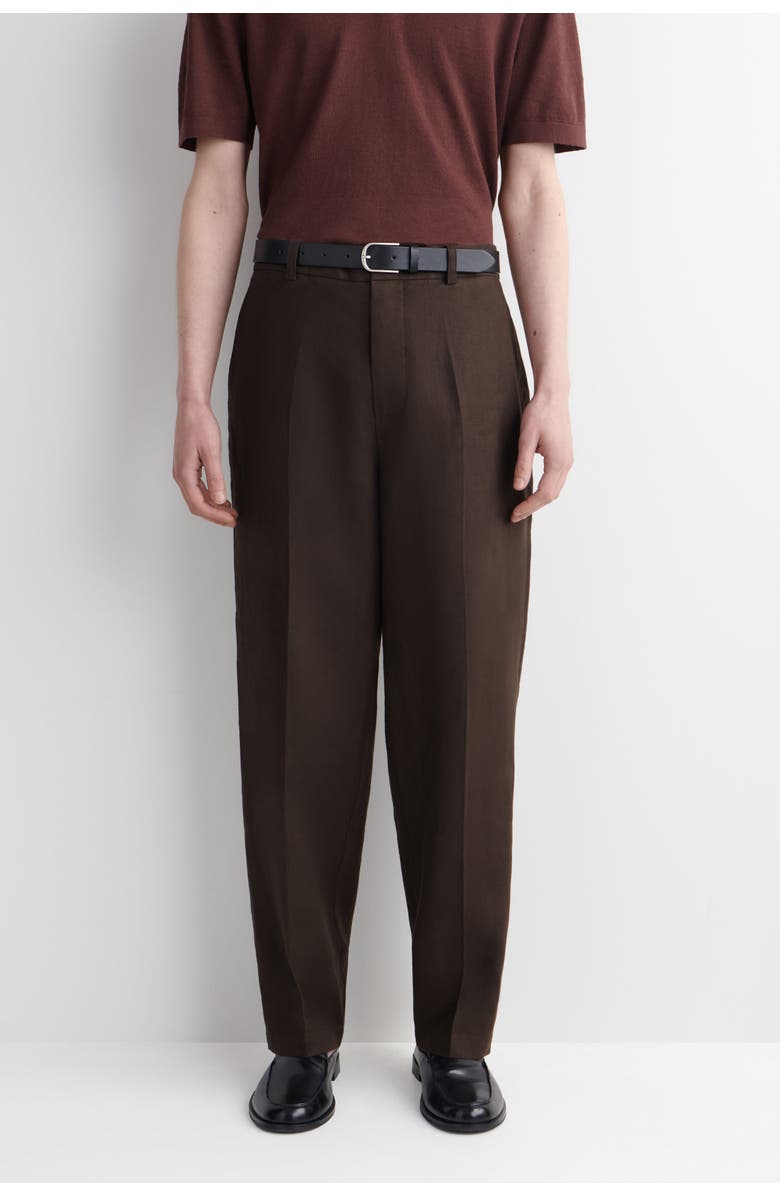 COS Relaxed Linen Tapered Pants, Alternate, color, Dark Brown