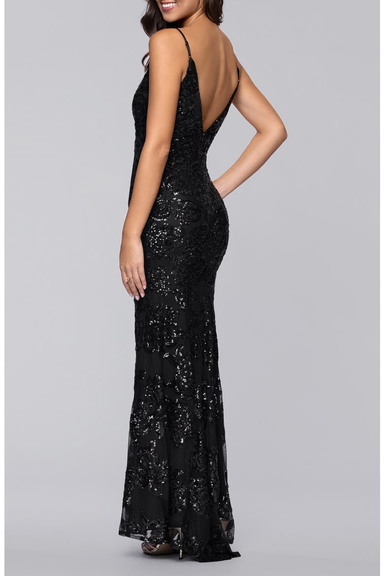 Sequin Rose Gown, Alternate, color, BLACK