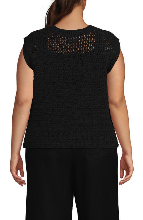 Lands' End Blend Texture U Neck Vest Sweater In Black