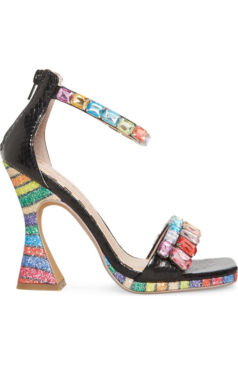 Betsey Johnson Emani Embellished Flared Heel Sandal, Alternate, color,