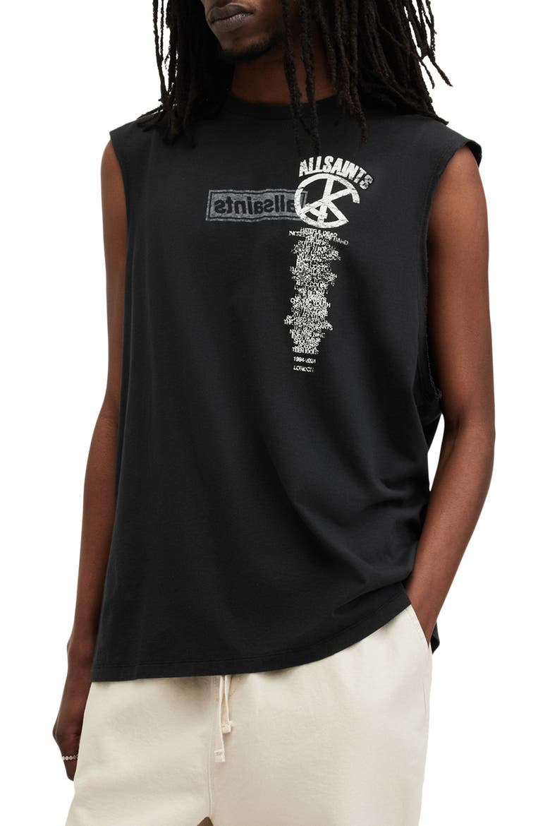 Stock Graphic Muscle Tee, Main, color, BLACK