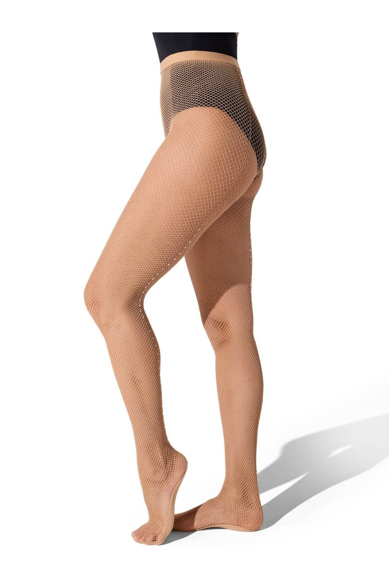 Professional Rhinestone Fishnet Tight, Alternate, color, medium brown