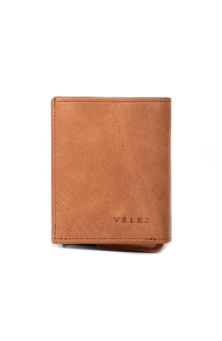 Velez Garry Tech Leather Card Holder, Main, color, Brown