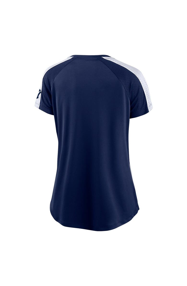 FANATICS Women's Fanatics Branded Navy/White New York Yankees True Classic League Diva Pinstripe Raglan V-Neck T-Shirt, Alternate, color, Navy