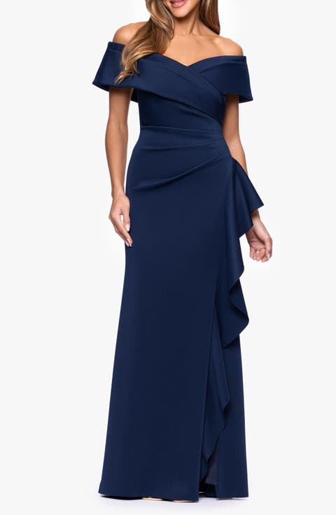 Off the Shoulder Scuba Mermaid Gown