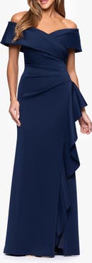 Xscape Evenings Off the Shoulder Scuba Mermaid Gown