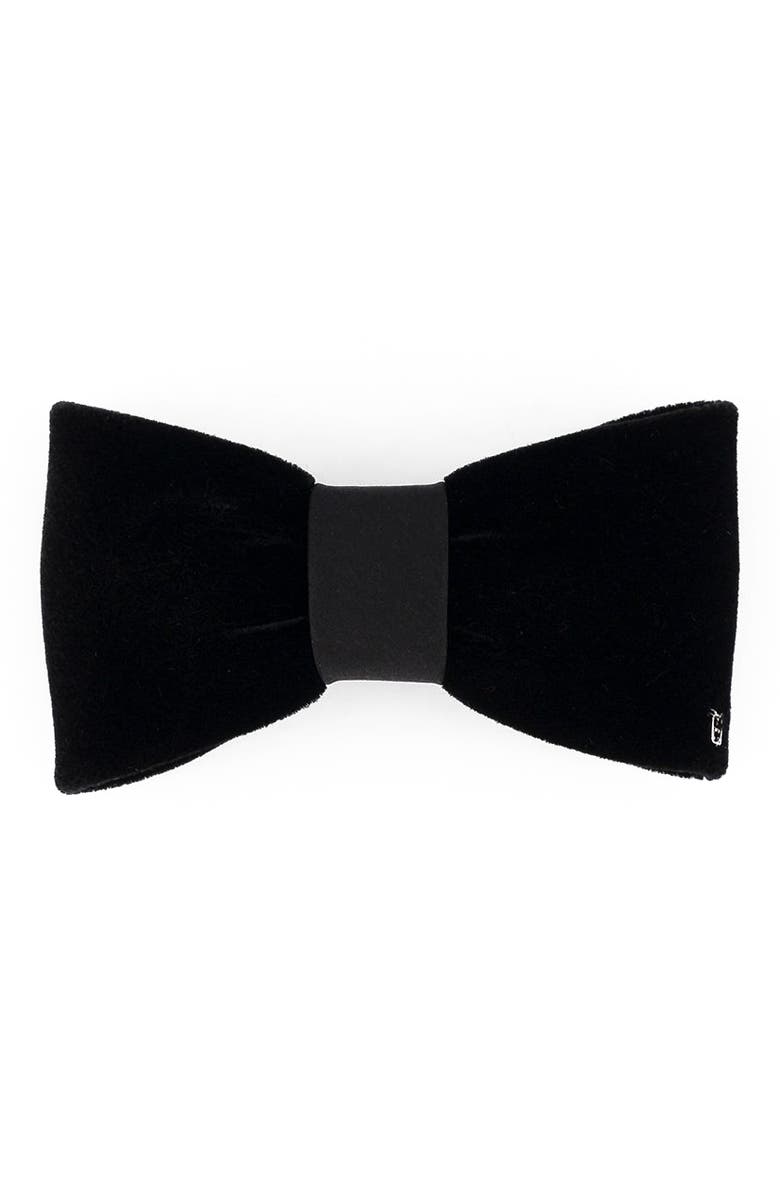 Alexandre de Paris Josephine Velvet Bow Barette, Alternate, color, Black