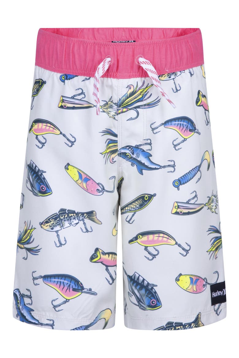 Kids' Fishing Lure Swim Trunks, Main, color, BONE