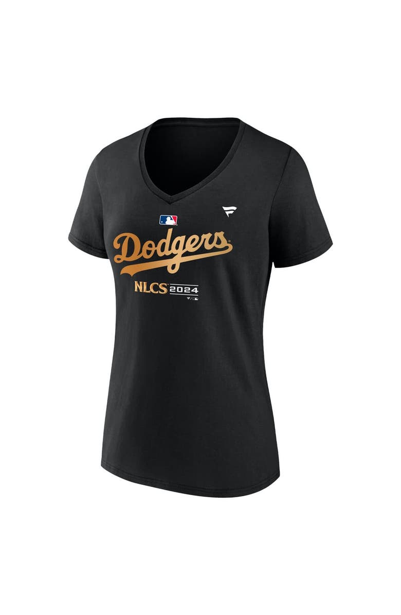 FANATICS Women's Fanatics Black Los Angeles Dodgers 2024 National League Division Series Champions Locker Room V-Neck T-Shirt, Alternate, color,