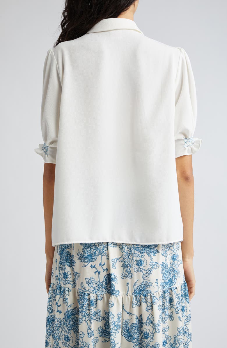 Loretta Caponi Milvia Smocked Crepe Shirt, Alternate, color, 