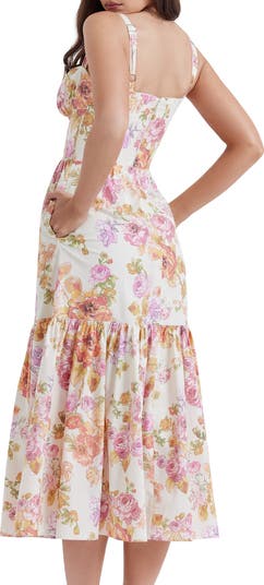 Elia Floral Stretch Cotton Blend Corset Sundress
