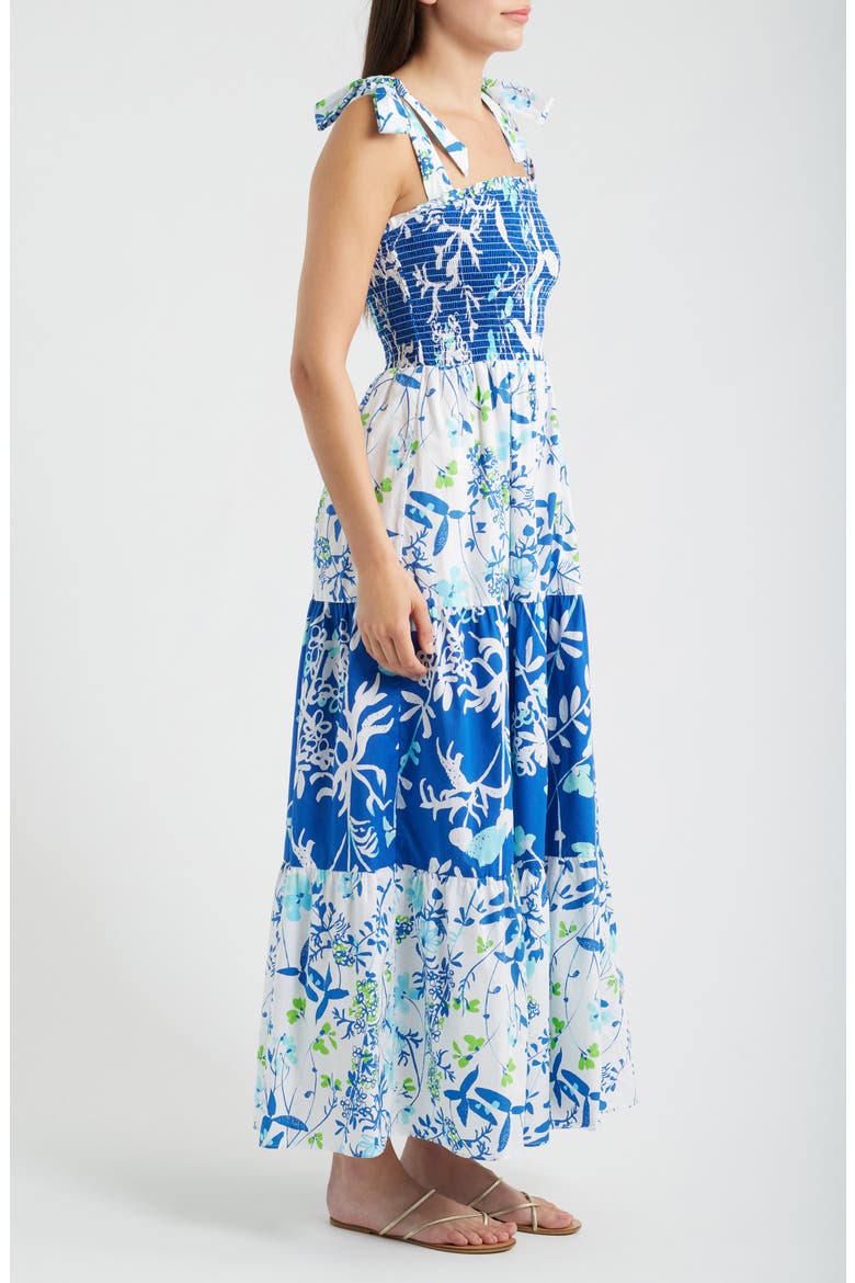 Athyn Smocked Tie Strap Maxi Dress, Alternate, color, RESORT WHITE SEA BLOOMS
