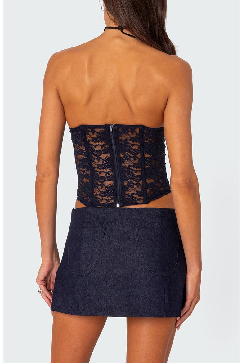 Lace Corset Strapless Top, Alternate, color, NAVY