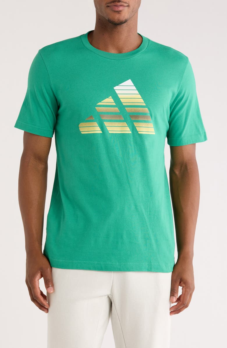adidas Gradient Logo Cotton Graphic T-Shirt, Main, color, Semi Court Green