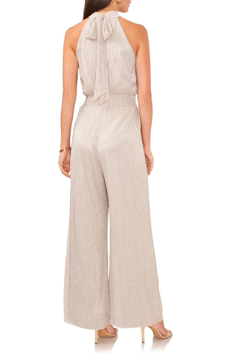 Metallic Smocked Waist Mock Neck Jumpsuit, Alternate, color, CHAMPAGNE ALLURE