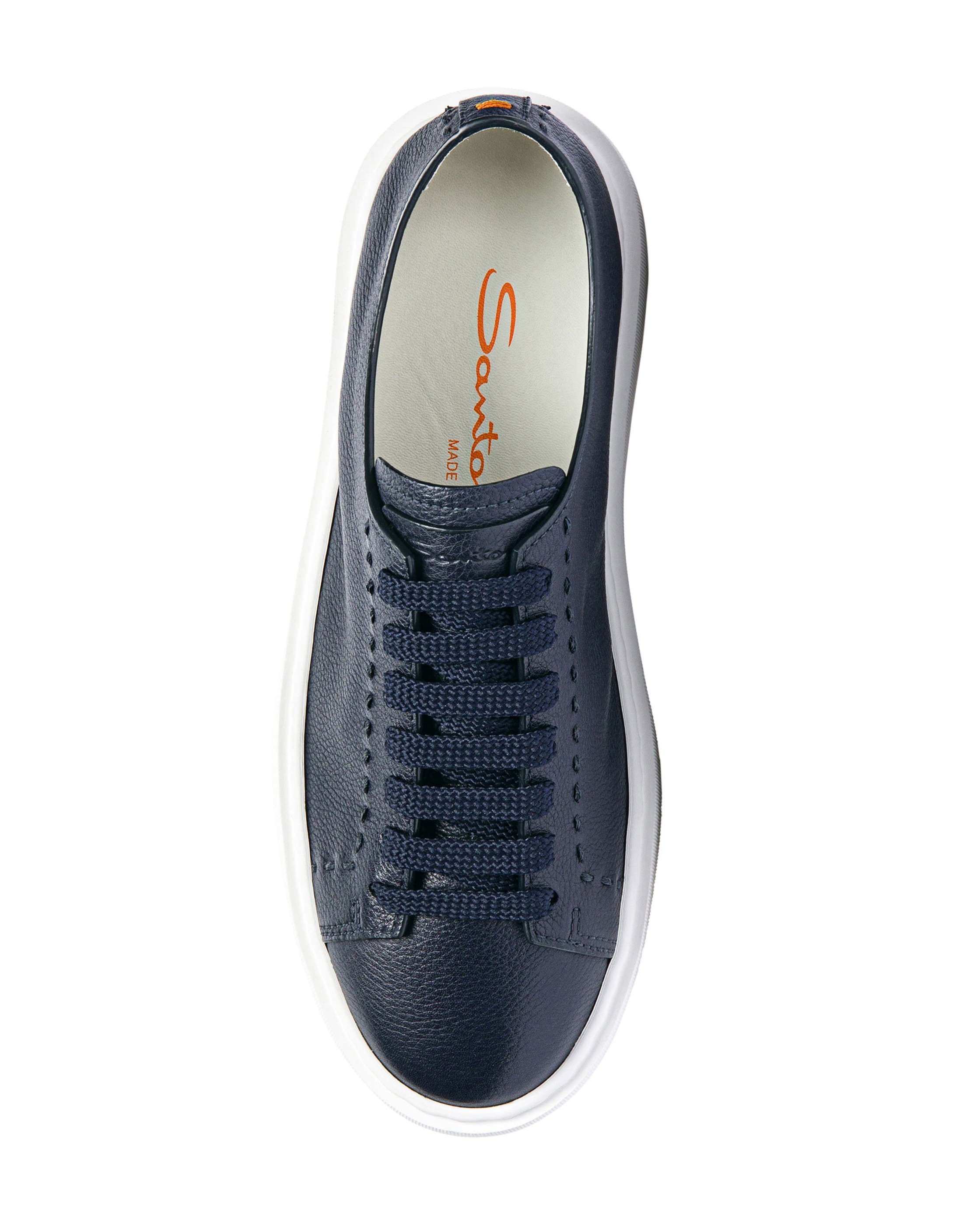 Santoni Leather Sneaker, Alternate, color, Blue
