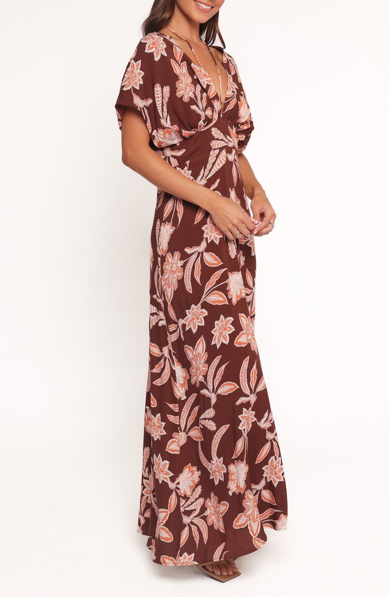 Petal & Pup Yolande Plunge Maxi Dress, Alternate, color, Orange Floral