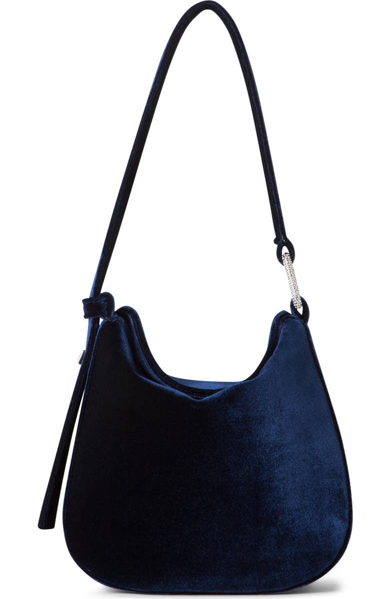 Akris Mini Anna Velvet Hobo Bag, Main, color, 078 Denim