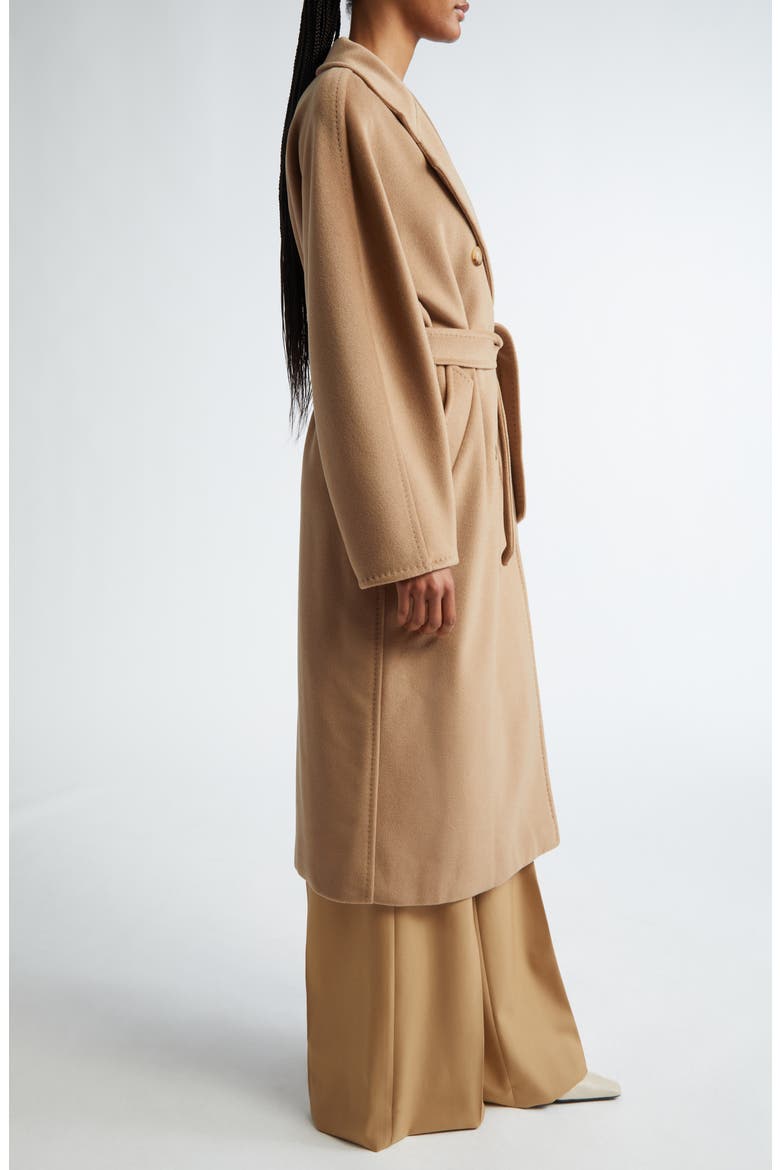 Madame Double Breasted Wool & Cashmere Belted Coat, Alternate, color, CAMEL