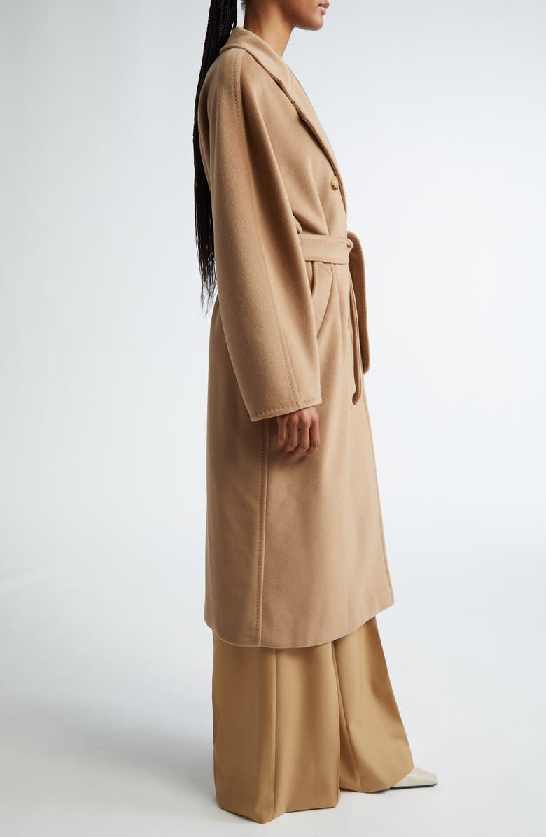 Max Mara Madame Double Breasted Wool & Cashmere Belted Coat, Alternate, color, Camel