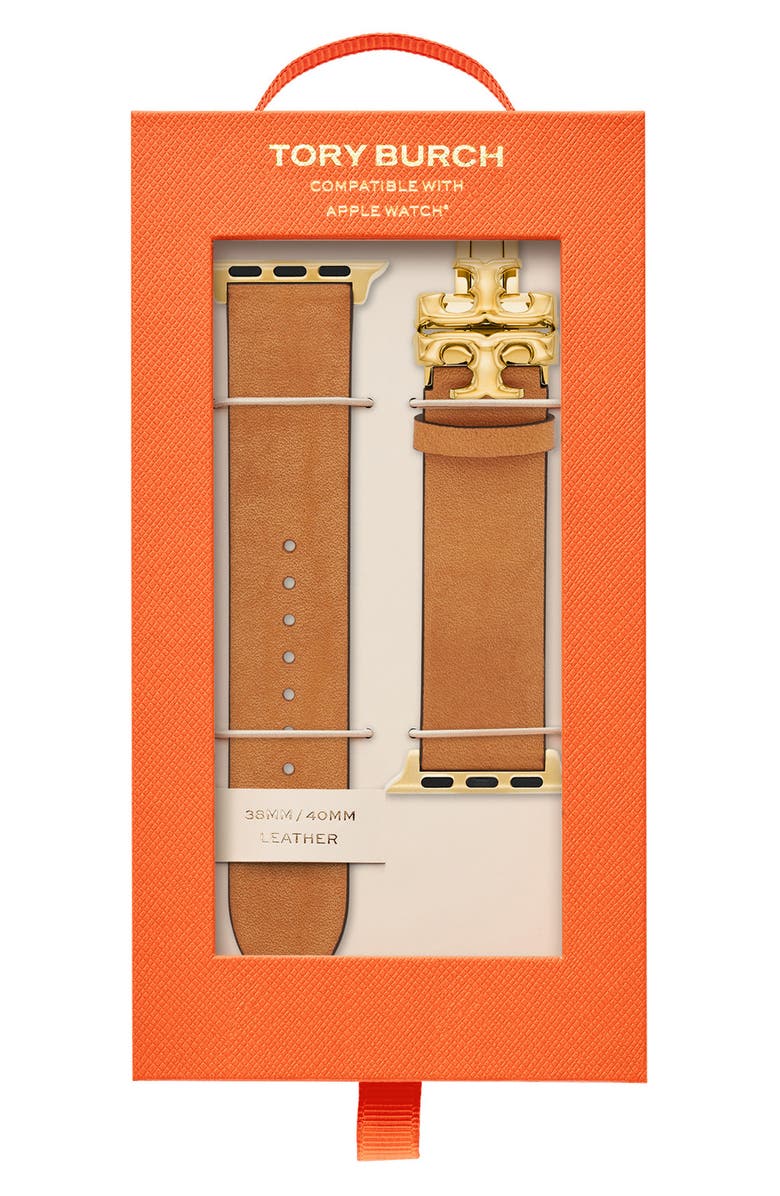 Tory Burch Eleanor Leather 20mm Apple Watch<sup>®</sup> Watchband, Alternate, color, 