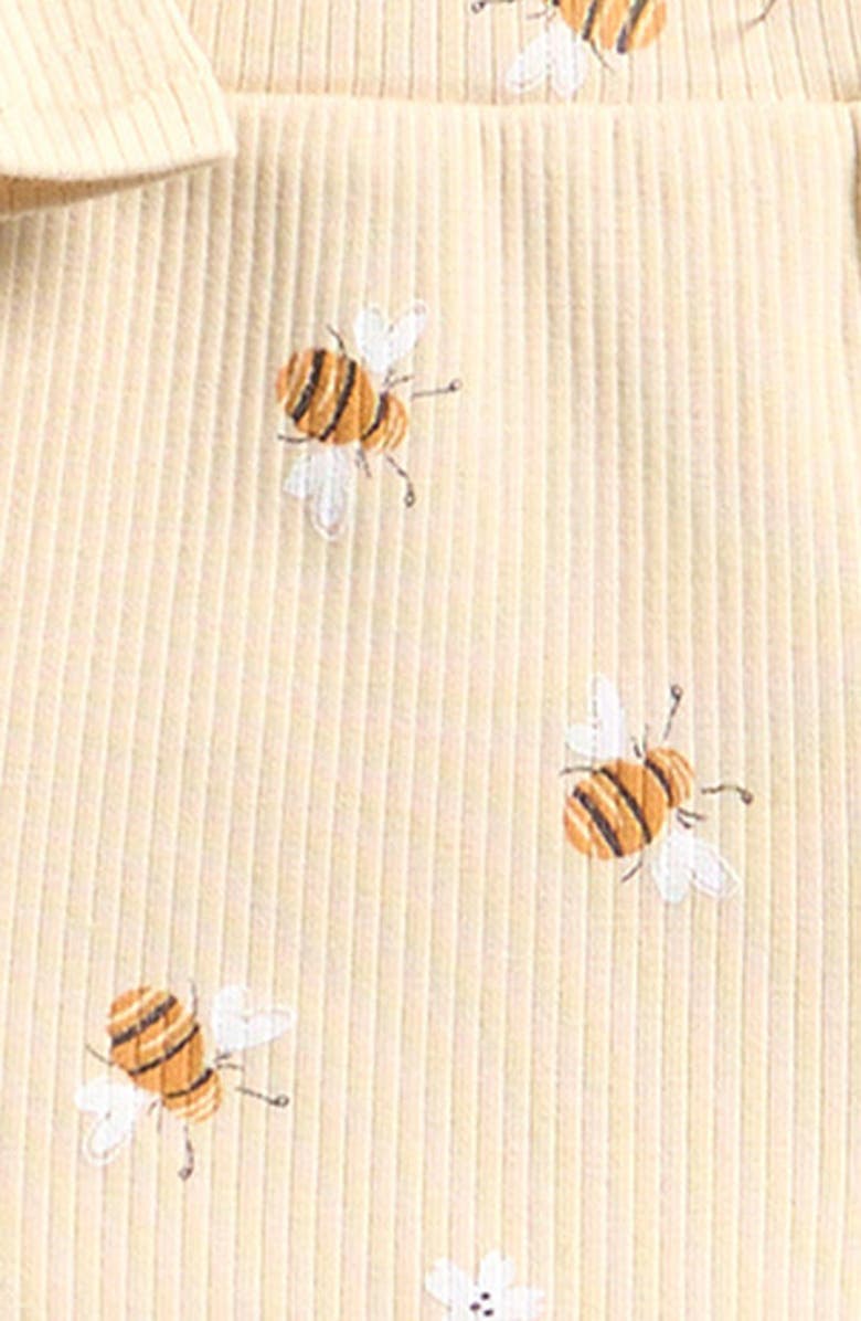 Petit Lem Bees Print Rib Peplum Top & Bloomers Set, Alternate, color, Beige