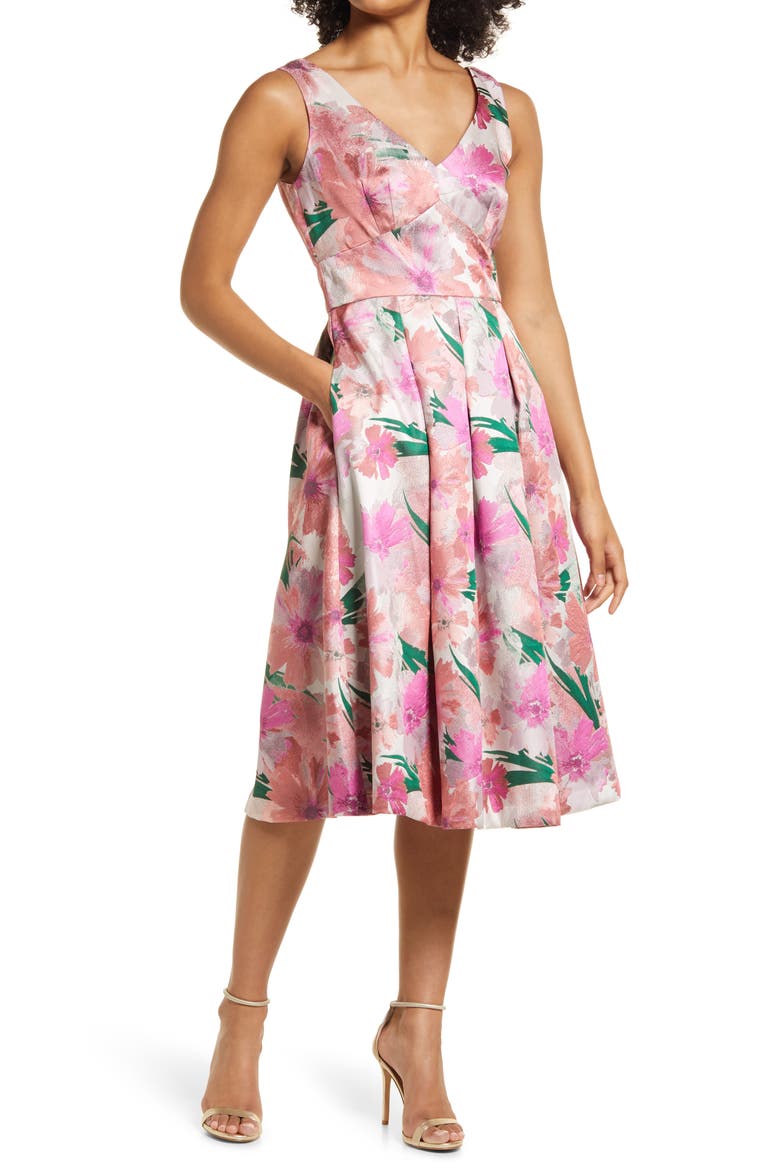 Floral Sleeveless Fit & Flare Dress, Main, color, PNK