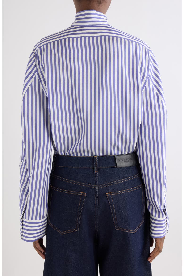 Tie Neck Silk Striped Shirt, Alternate, color, ELECTRIC BLUE/ WHITE