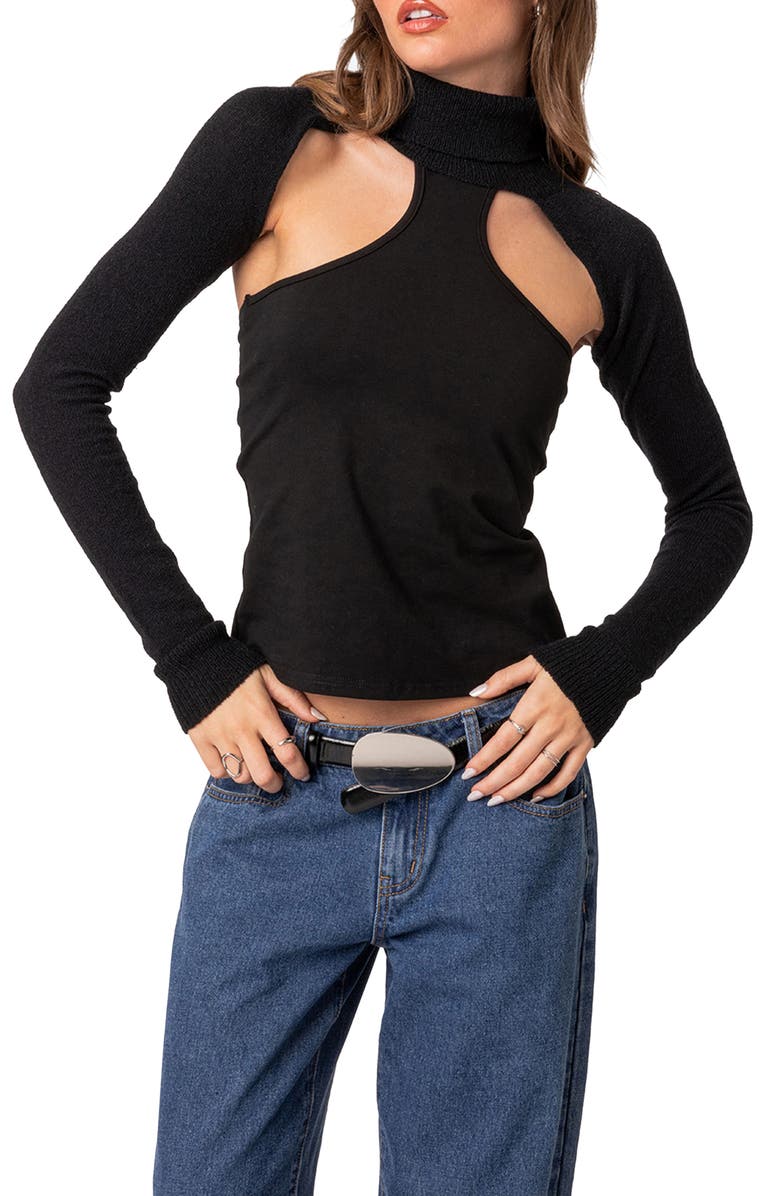 EDIKTED Turtleneck Shrug Sweater, Main, color, 