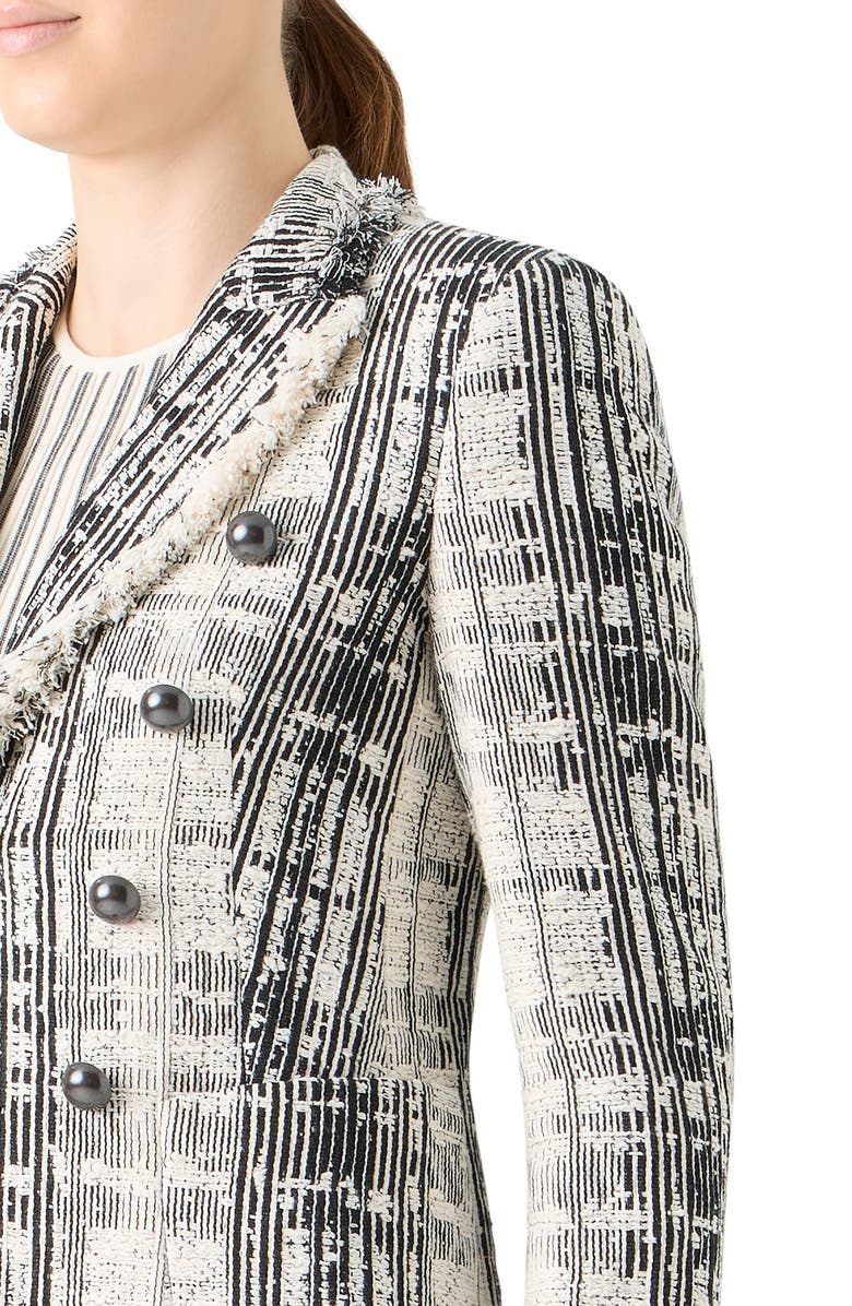 Akris punto Fringed Mixed Tweed Jacket, Alternate, color, Cream-Black